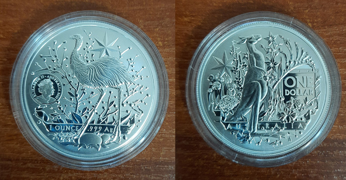 серебряная монета флаги Австралии